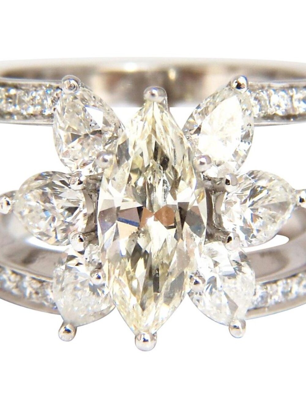 4.12ct natural diamonds marquise / pear eternity ring cocktail mod 14kt*